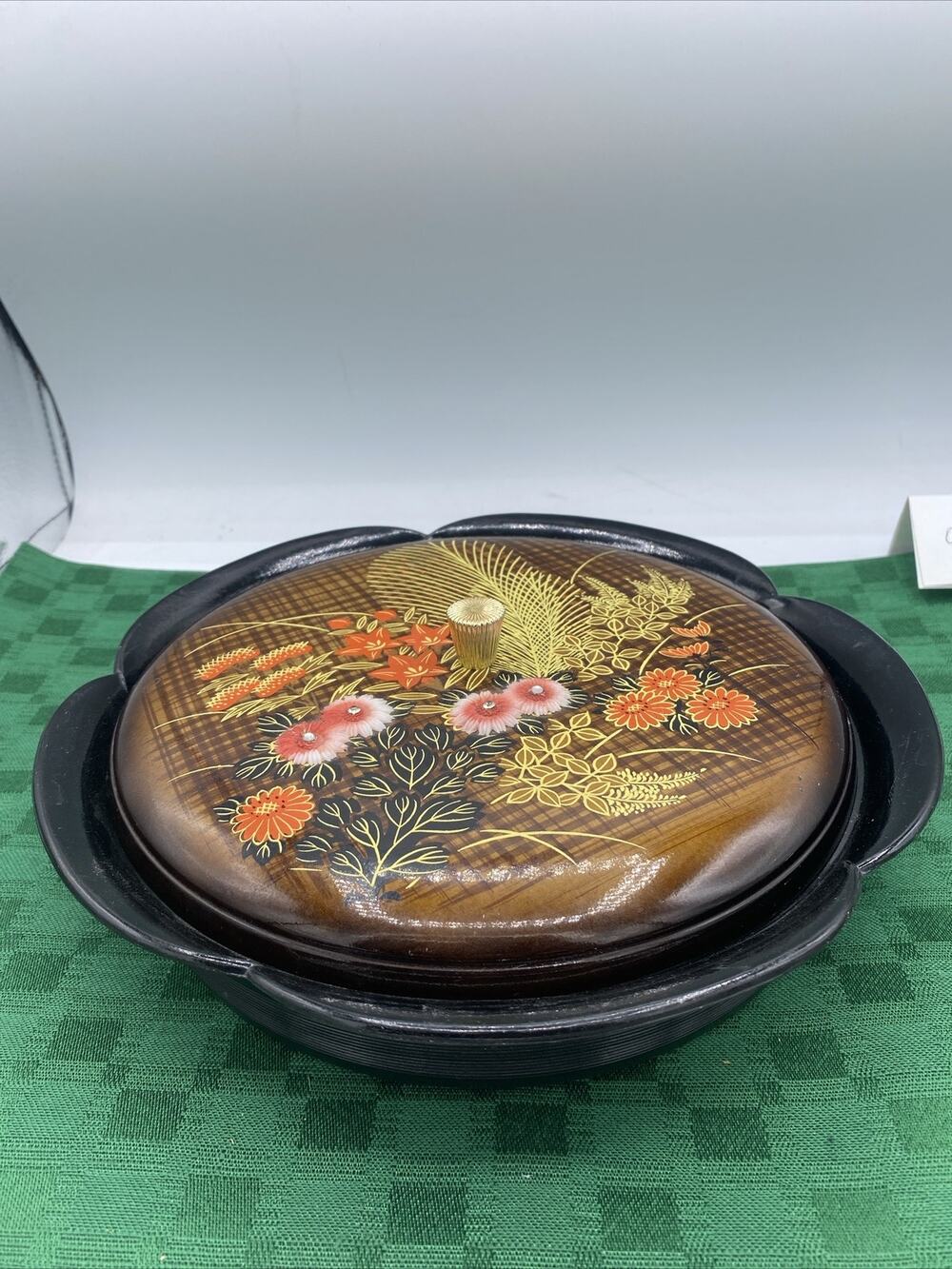 Vintage Hand Crafted Japan Otagiri Original Covered Nut Candy Relish Dish 10”